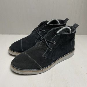 TOMS Chukka Boot Mens Size 7 Black Suede Comfy Light Lace Up Desert